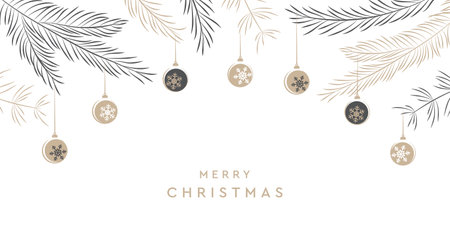 christmas background with fir branches and copy spaceのイラスト素材