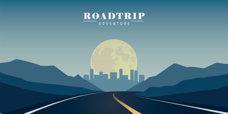road trip in the blue mountains towards the cityのイラスト素材