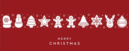 christmas card with winter decoration border gingerbread