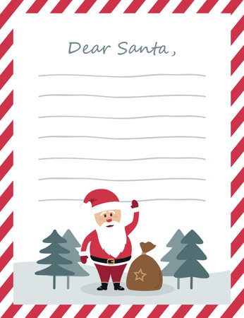 christmas wish list letter to santa claus for kidsのイラスト素材