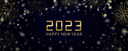 happy new year 2023 greeting card golden firework
