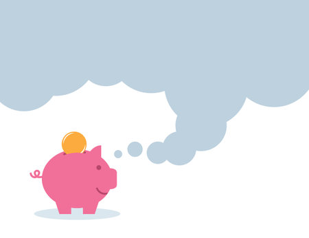 piggy bank with coins simple graphic isolated on white backgroundのイラスト素材