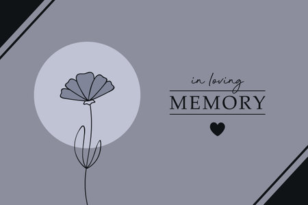 condolence card with flower outline in loving memoryのイラスト素材