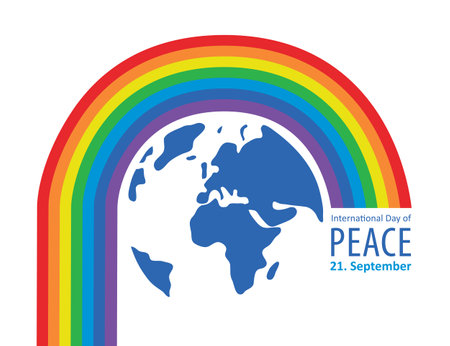 international day of peace 21 september earth with rainbowのイラスト素材
