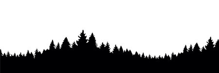 fir tree forest border silhouette isolated vectorのイラスト素材