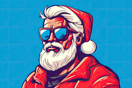 cool santa claus with sunglassesの素材