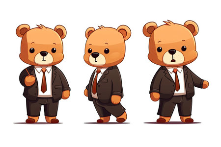 cute business man bear in suit cartoonの素材