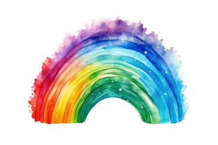 watercolor rainbow colors on whiteの素材