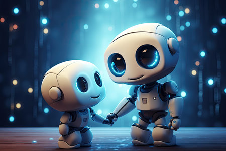 cute little robot couple friendsの素材