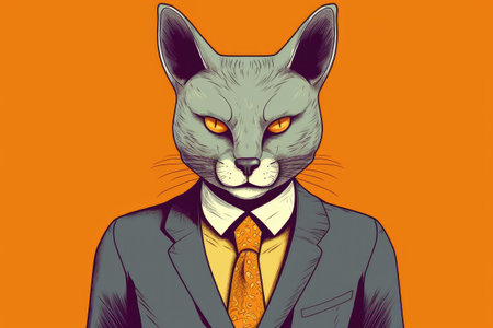 Cartoon business cat in suitの素材