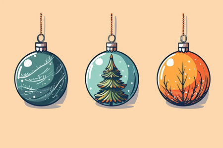 set christmas hanging decorationの素材