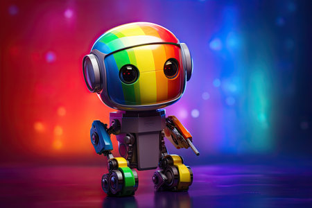 cute robot in rainbow colorsの素材