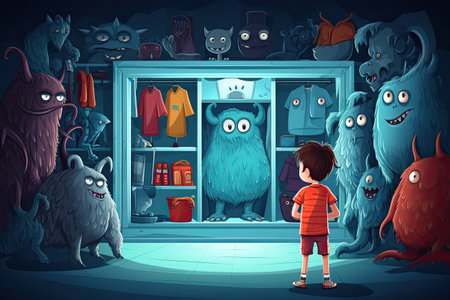 child see a monster in wardrobeの素材