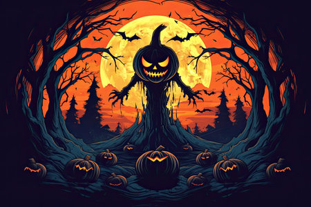happy halloween scary horror pumpkinの素材