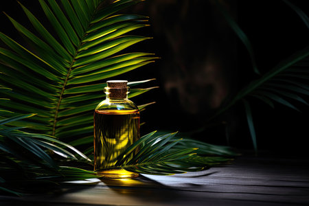 luxury healthy oil palm leaves in backgroundの素材