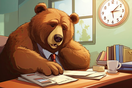 bear in the office funny cartoonの素材