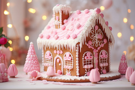 pink tasty gingerbread houseの素材