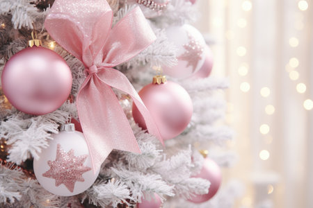 bright pink and white christmas tree decorationの素材