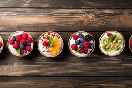 fresh tasty yoghurt with fruitsの素材