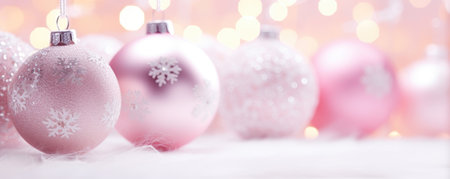 bright pink and golden christmas ball decoration copy scapeの素材