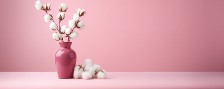 vase with soft cotton on clean background indoorの素材
