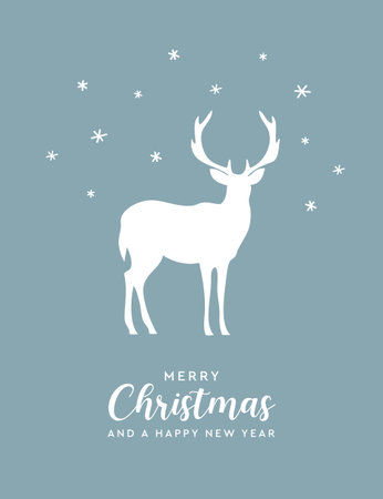 grey christmas greeting card deer vector illustrationのイラスト素材