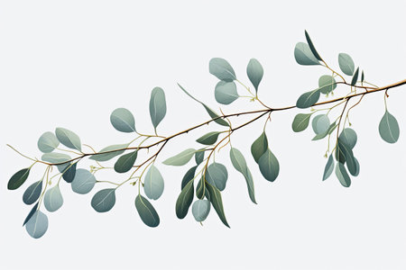 beautiful eucalyptus branch on clear backgroundの素材