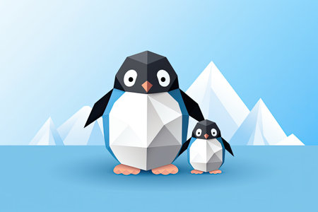 cute origami penguins paper art workの素材