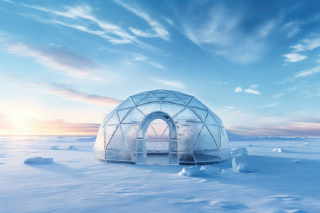 iced igloo in winter landscapeの素材