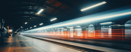 blurred railroad station background bannerの素材