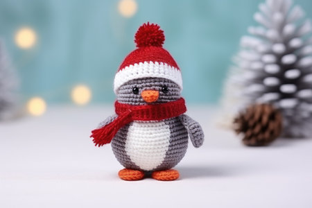 cute little penguin knitted wool miniatureの素材