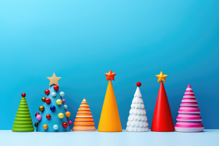 colorful christmas trees greeting card illustrationの素材