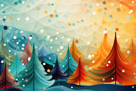 abstract colorful christmas tree with glowing lights illustrationの素材