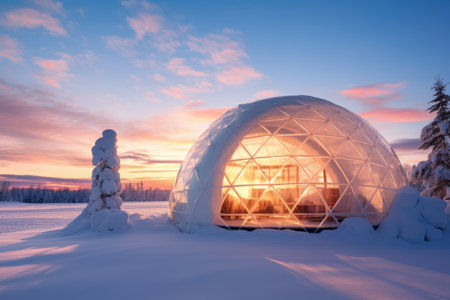 iced igloo in winter landscapeの素材