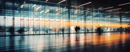 blurred airport background banner indoorの素材
