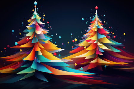 abstract colorful christmas tree with glowing lights illustrationの素材