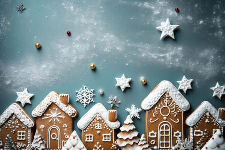 tasty decorated christmas gingerbread christmas cookies copy spaceの素材