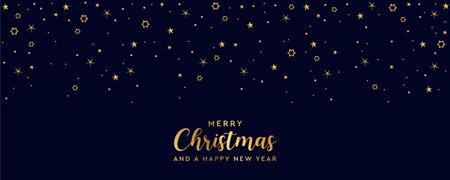 christmas golden star confetti border on blue background vector illustrationのイラスト素材