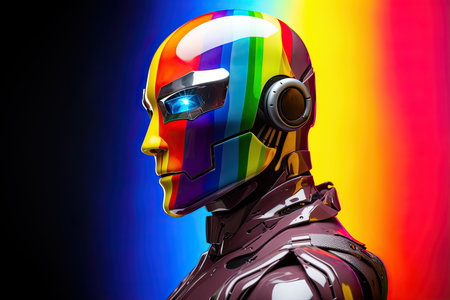 modern robot in rainbow colors illustrationの素材