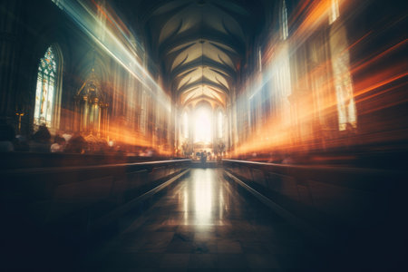 blurry background inside church illustrationの素材