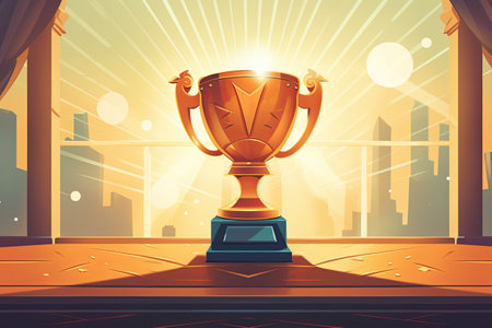 golden winners cup trophy illustrationの素材