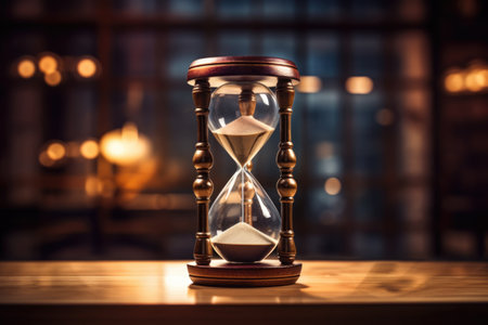 hourglass stand on table time conceptの素材