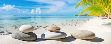 tower of zen stones on paradise beach balance conceptの素材