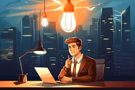 businessman in office have good idea illustrationの素材