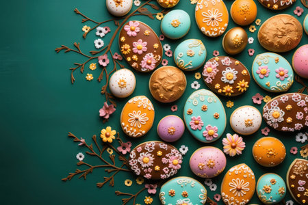 tasty colorful decorated easter cookiesの素材