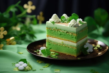 tasty green decorated cake on st patricks dayの素材