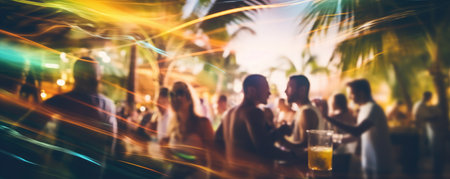 party people on tropical beach landscape summer vacationの素材