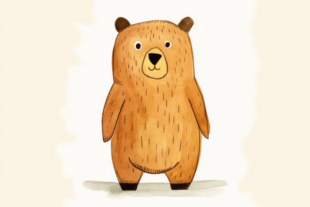 childlike drawing of cute little bear illustrationの素材