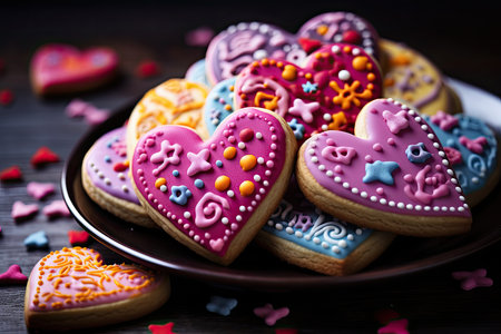 tasty colorful heart cookies for valentines dayの素材