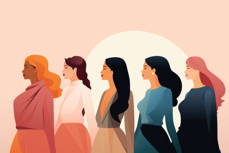 proud women international womens day on 8th march colorful illustrationの素材